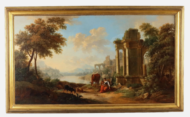 Christian Georg Schütz I 18th Cent. Antique Signed 'River Landscape' Italian Art