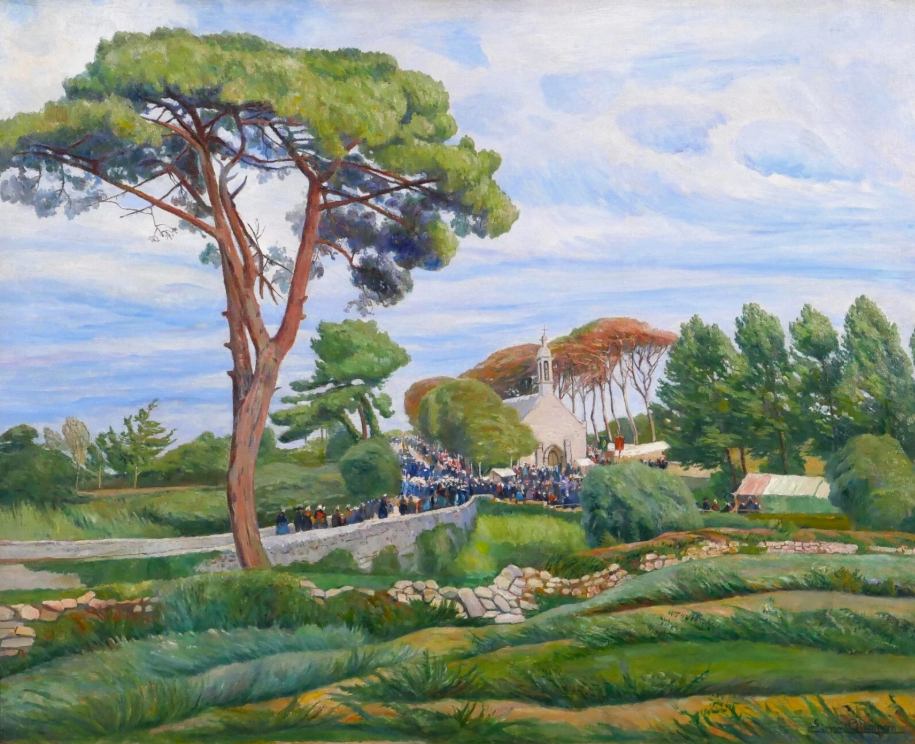 Edmond Champon Painting Antique Landscape Brittany Loctudy Impressionism